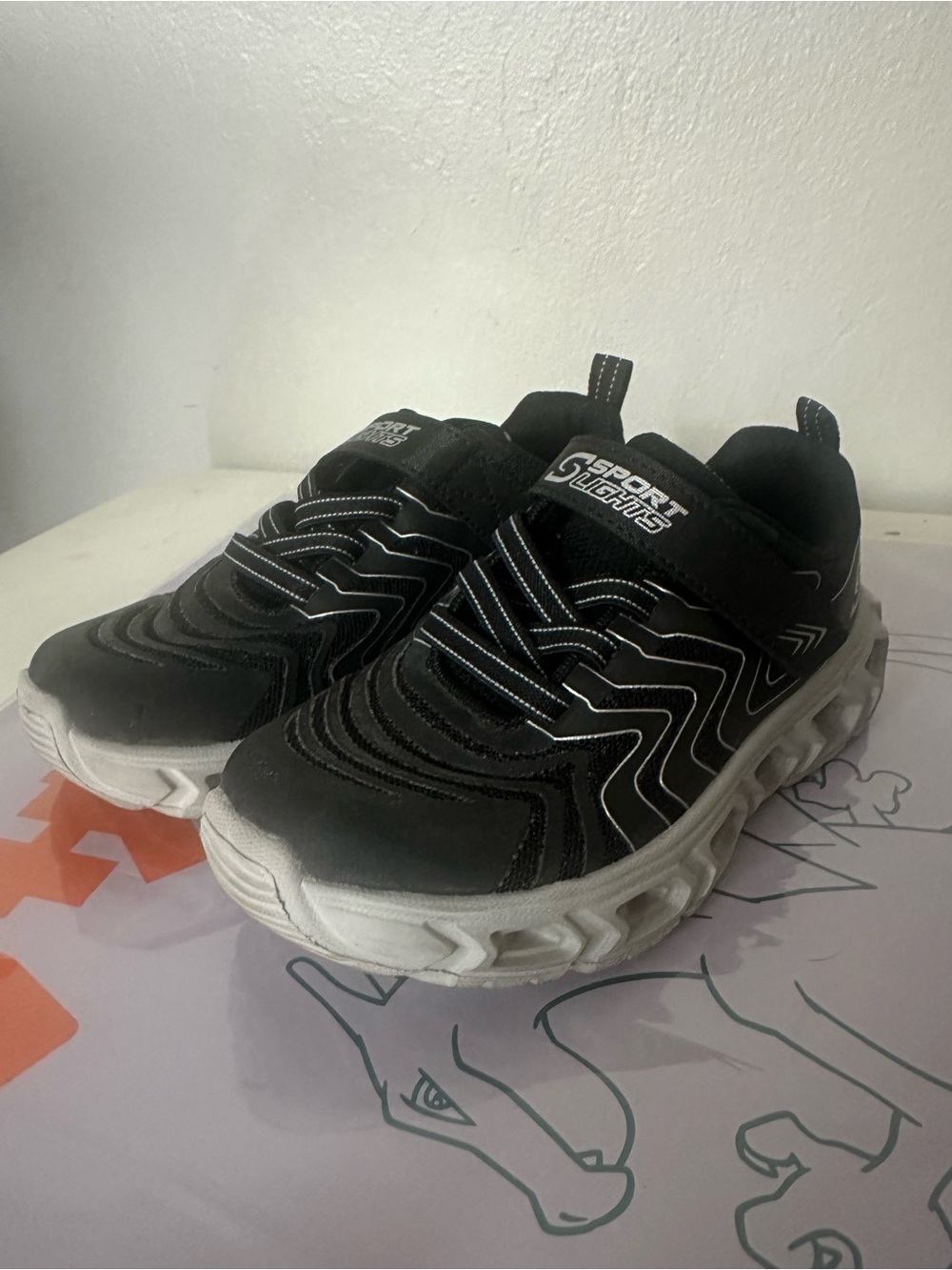 Skechers Kids Black and White Sport Light Sneakers